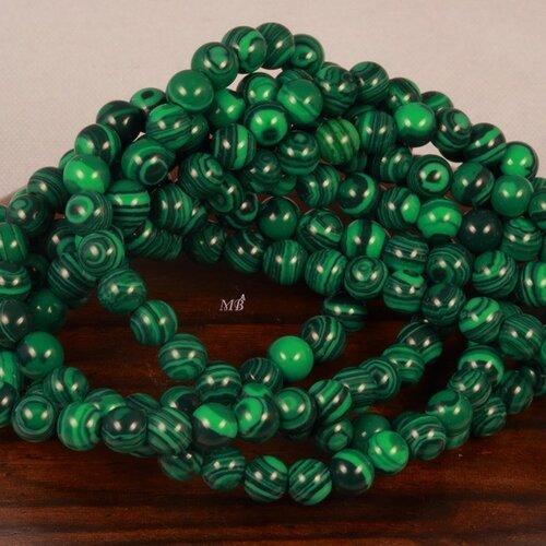 20 perles de  jaspe enrubannée vert et noir diamètre 4mm