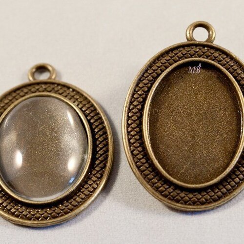 6 supports cabochon bronze ovale 18x24mm