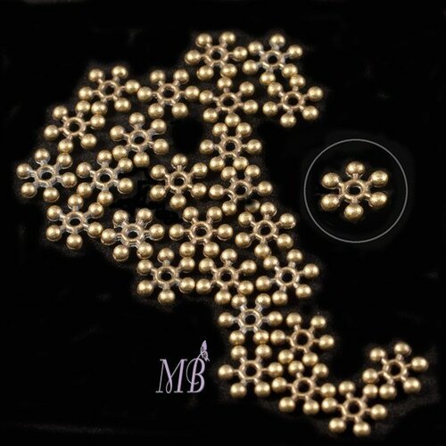 50 perles intercalaires flocon de neige bronze 10mm