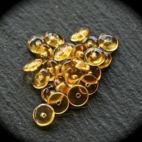 20 perles rondelles en verre tchèque  topaze miel  6mm