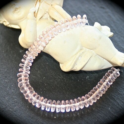 20 perles rondelles en verre tchèque  rosaline  6mm