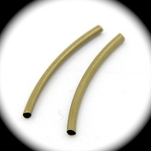 20 perles  tube en laiton courbés couleur bronze 30mm
