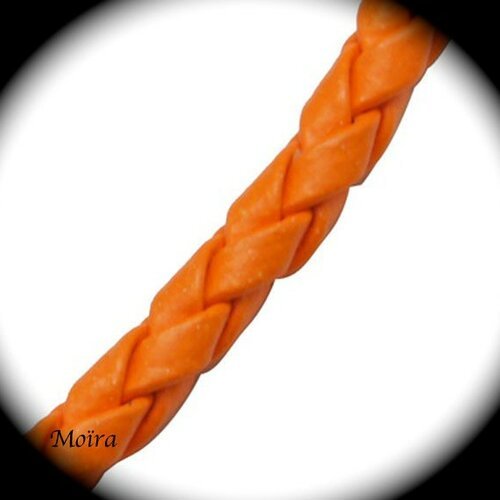 1mètre de cordon orange simili cuir tressé épaisseur 3mm