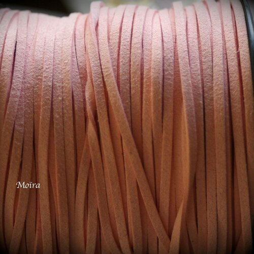 1mètre de cordon suédine plat rose pâle 3x1,5m