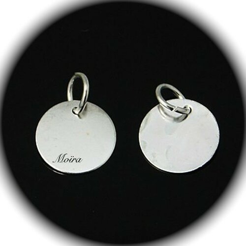 10 breloques sequins rond laiton argent  12mm