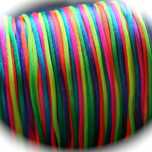 2 mètres multicolore fluo fil de nylon satiné épaisseur 2mm