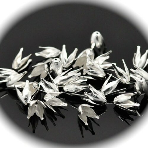 X20 calottes coupelles tulipe métal couleur argenté silver 13x8mm