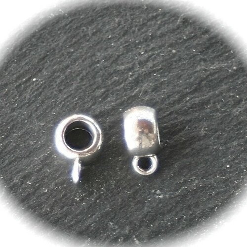 10 bélières métal argenté pour cordon ou chaine diamètre 8mm