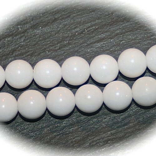 10 perles pierre jade blanc opaque 8mm rondes