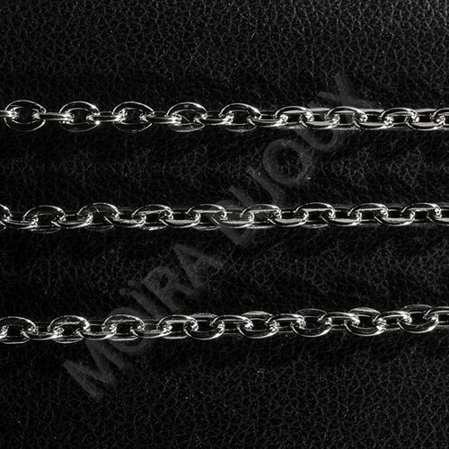 1 mètre de chaîne maillon soudé  couleur platine ovale  3x2mm plf041