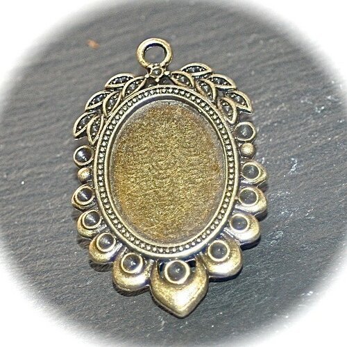 X2 supports cabochon bronze ciselée ovale 18x24mm
