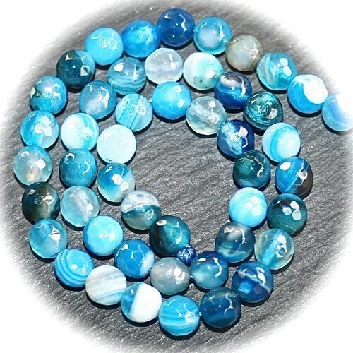 X10 perles d'agate facettée bleu des mers    6mm