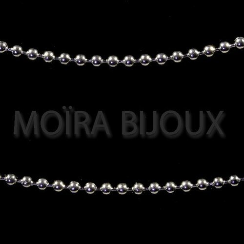 1 mètre chaîne chc016y  boule laiton ,1,5mm couleur argent silver clair