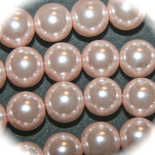 X30 perles de verre nacrée rose pâle 10mm