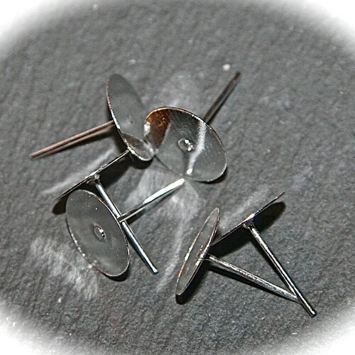 X20 supports boucles d'oreille puces metal argenté  12x10mm