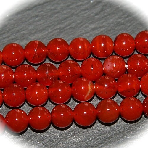 10 perles de cornaline rouge orangé diamètre 6mm
