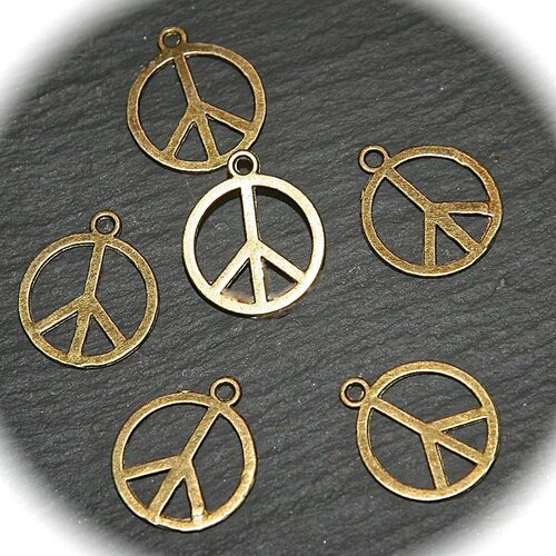 X10 breloques laiton "peace and love "17,5mm