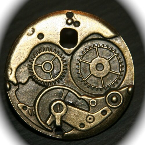 2 breloques bronze   mécanisme de montre "steampunk"38mm