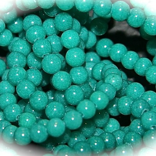 20 perles pierre jade vert turquoise ronde  4mm