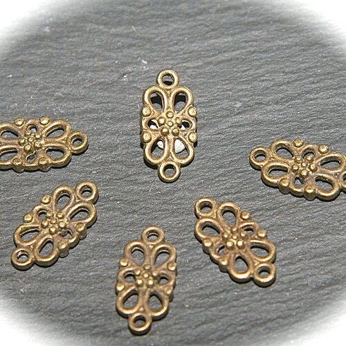 20 connecteurs intercalaires fleur couleur bronze  16mm