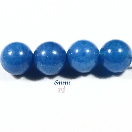 X10 perles pierre jade bleu ronde  5/6mm