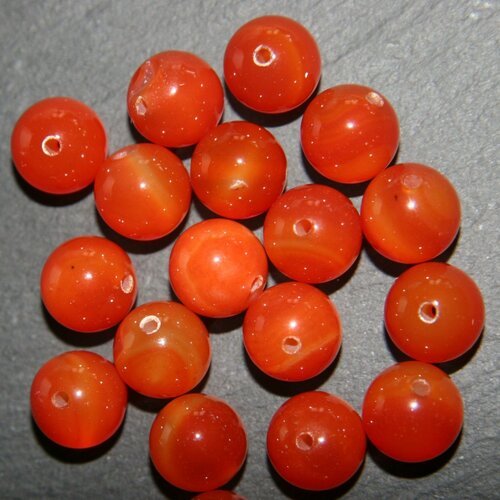 10 perles pierre de gemme rondes cornaline 10mm