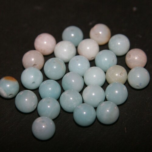 10 perles rondes d'amazonite bleu /vert pâle  5/6mm
