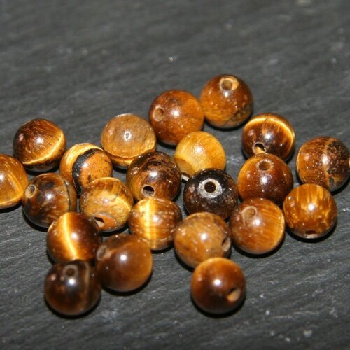 X10 perles de pierres semi precieuse  d 'oeil de tigre  6mm