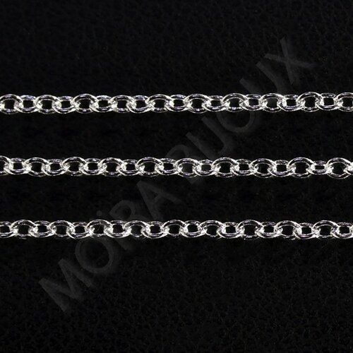 1 mètre  de chaine 027 laiton argenté vif  soudée maillon ovale  2x2mm