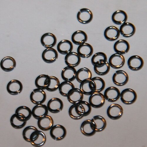 50 anneaux noir ouverts 5mm 0.7mm epaisseur