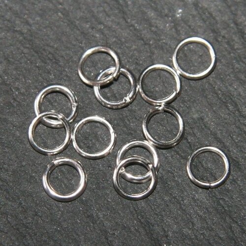 X100 anneaux ouvert métal argenté silver clair  5mm epaisseur 0.7mm