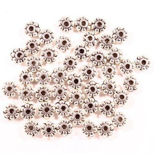 X50 perles intercalaires mini étoile métal argenté 4mm