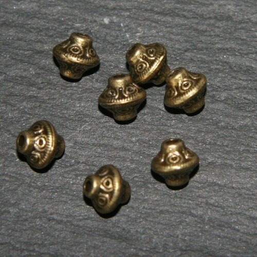 20 perles intercalaires laiton couleur bronze ciselée  6mm