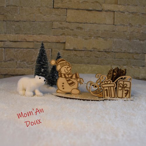 Calendrier de l'avent traineau & bonhomme de neige