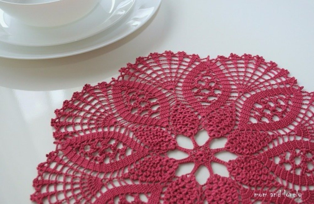 Lot de 6 Fait Main Simple Fleur Crochet-Rose foncé 100% Coton Pays
