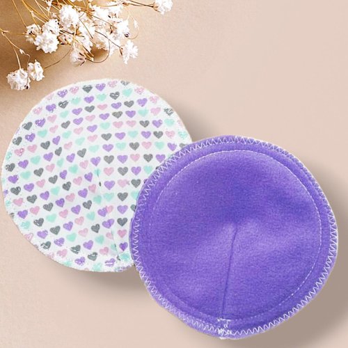 Compresses d'allaitement lavables en micro polaire - coeurs tendres - coussinets de maternité réutilisables