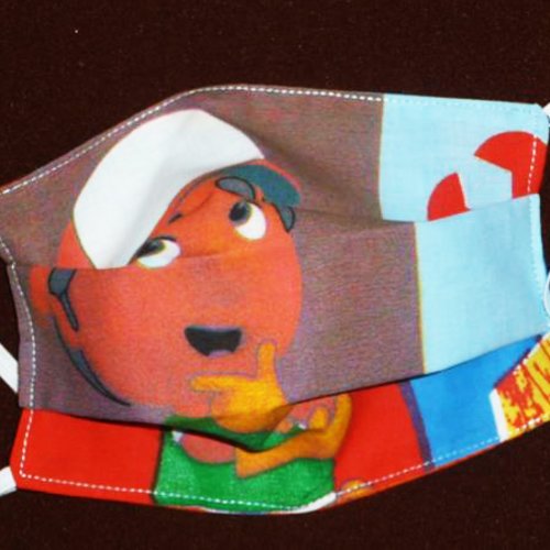 Masque de protection en tissu lavable et réutilisable réversible pour enfant - manny et ses outils - masque aux normes afnor