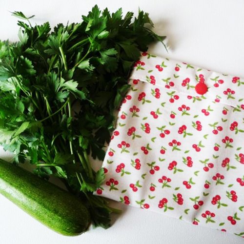 Sac congélation lavable réutilisable écologique zéro déchet - cerises - (mini)