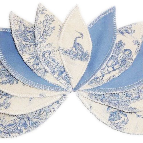 Pad interlabial lavable toile de jouy (lot de 12) taille : s-m-l - tampons interlabiaux écologiques - pads interlabiaux - zéro déchet
