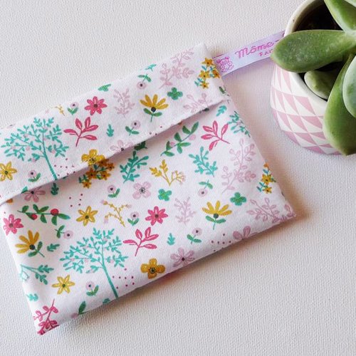 Pochette imperméable lavable et réutilisable pimprenelle - pochette à savon ou pour serviette hygiénique lavable