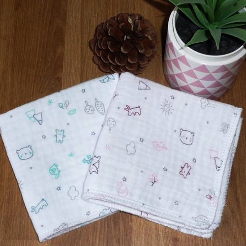 Mouchoir enfant en coton oeko-tex double épaisseur de double gaze lavable réutilisable (22 x 22 cm) mouchoir alternatif et très doux
