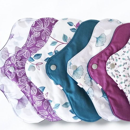 Pack 7 serviettes hygiéniques lavables ginkgo (m) - serviettes menstruelles lavables