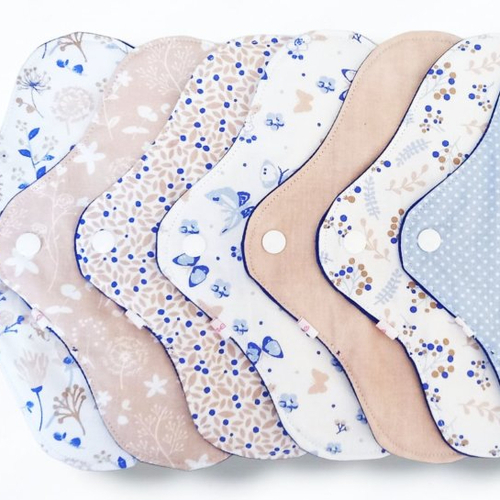 Pack 7 serviettes hygiéniques lavables champetre (m) - serviettes menstruelles lavables
