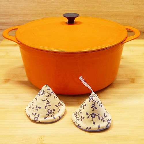2 maniques de cuisine - pisa fleuri en molleton isolant thermique de coton - manique de couvercle et poignées casserole