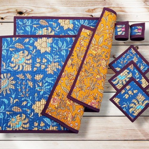 Ensemble sets de table + sous-verres + ronds de serviette ou de set - nimaj - décoration de table bohème
