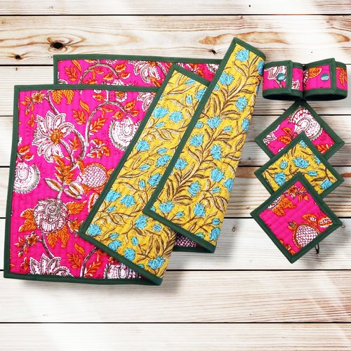 Ensemble sets de table + sous-verres + ronds de serviette ou de set - sodapur - décoration de table bohème