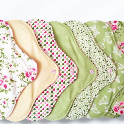 Pack 7 serviettes hygiéniques lavables roses (m) - serviettes menstruelles lavables