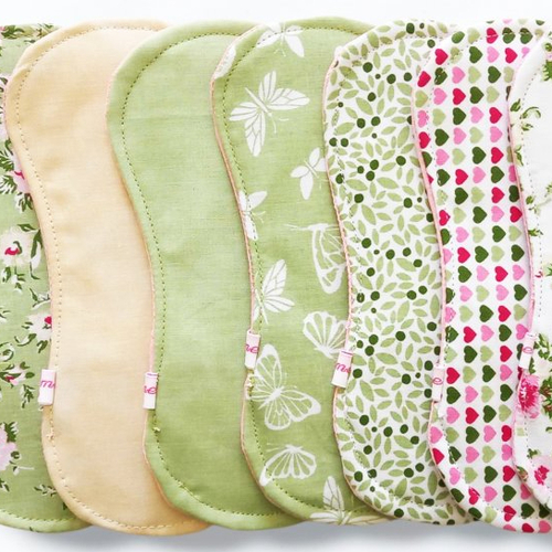 Pack 7 serviettes hygiéniques lavables sans ailettes - roses (s) - zéro déchet - serviettes menstruelles en tissu