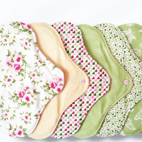 Pack 7 serviettes hygiéniques lavables roses (s) - serviettes menstruelles lavables
