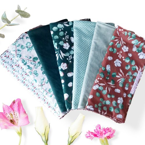 Essuie - tout lavable eucalyptus (7 feuilles) - serviette de table lavable - serviette visage - lavette cuisine